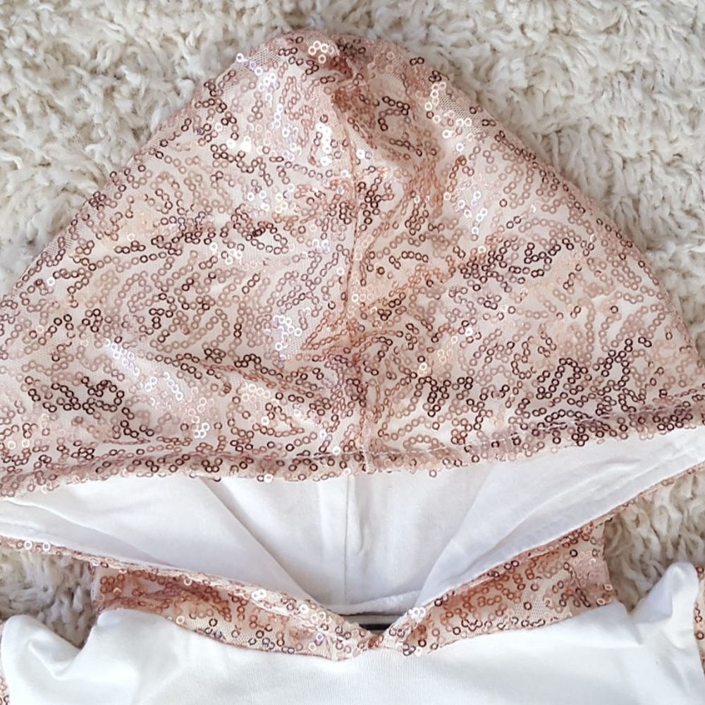 G&G 2 Piece Ivory and Gold Sequin Hoodie Set 12-24 - Picture 2 of 4